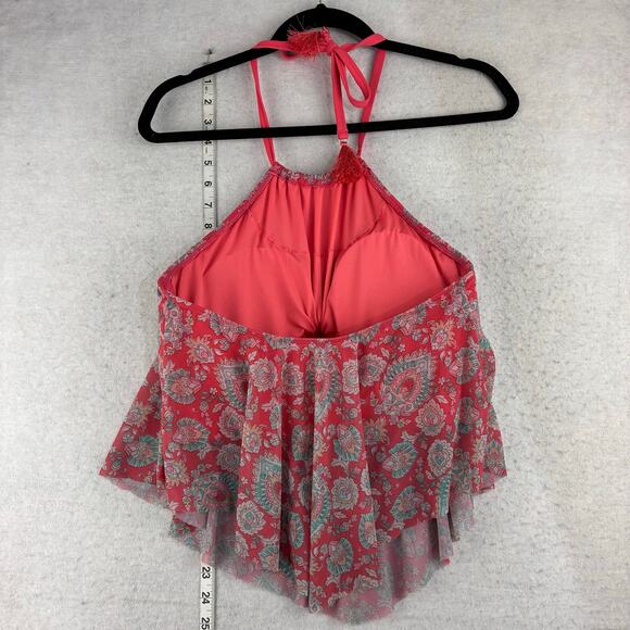 Coco Reef 2 Piece Tankini Top High Waist Bottom Padded 32DD/Small Pink Paisley - Picture 11 of 14